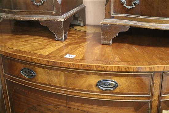 A Georgian style inlaid and banded mahogany demi-lune sideboard,